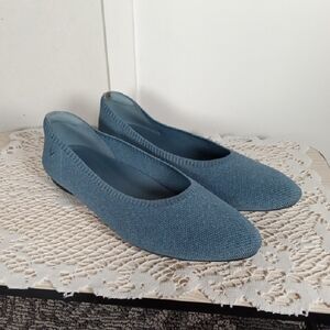 Vivaia Round Toe Ballerina Slip On Flats Washable Blue Coquette Womens 40.5